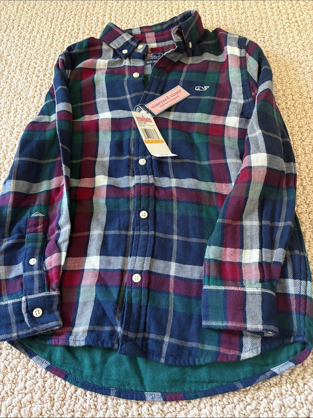 Vineyard Vines Kids Plaid Button-Down Shirt - Navy, Green, Burgundy